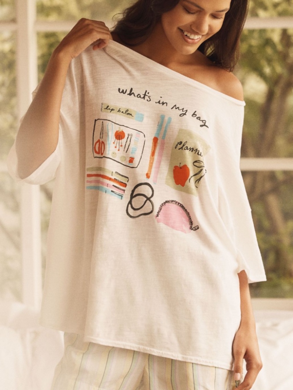 Anthropologie LyreBird Phthalo Ruth Oversized Graphic Tee Size Petite Small